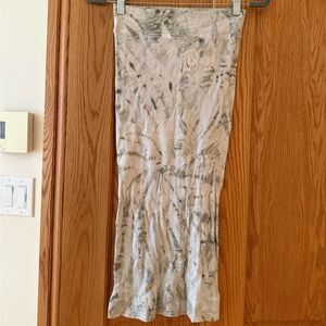 Neutral Tie-Dye Ribbed Midi Skirt